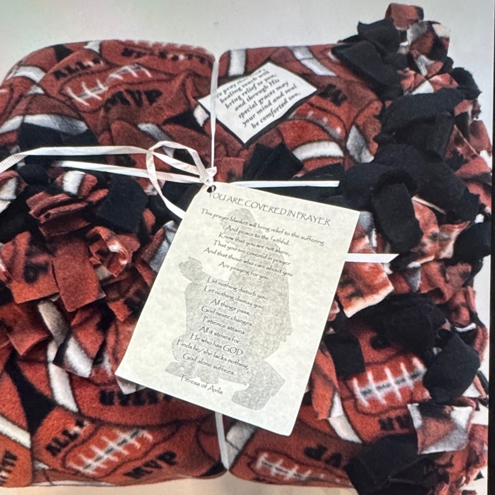 Fleece Football Print Prayer Blanket
